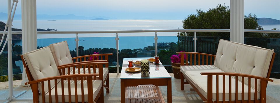 Bodrum Gümüşlük: Blick vom Balkon der Ferienvilla